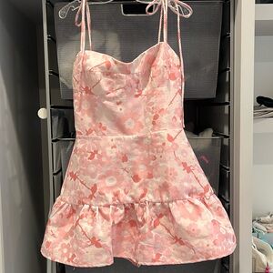 Amanda Uprichard pink toile brocade romper